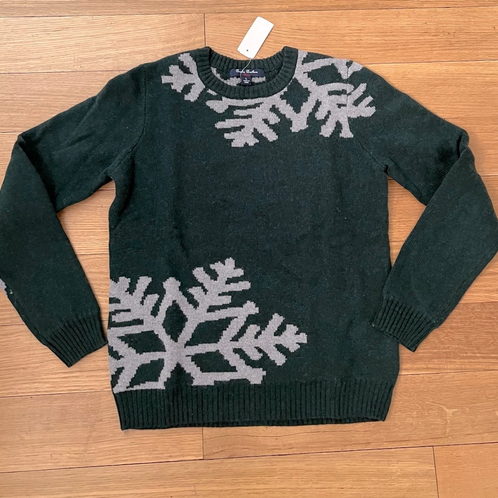 Holiday Snowflake Design Deep Forest Green Crewneck Sweater